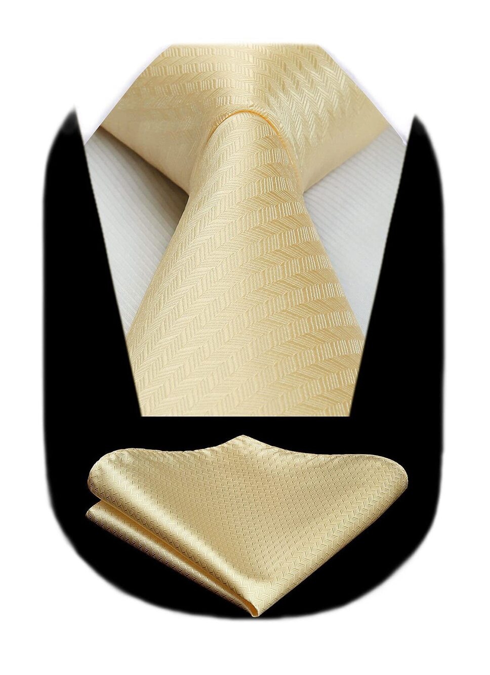 9657 Yellow Champagne Ties Wedding Light Pale Yellow Tie and Pocket Square